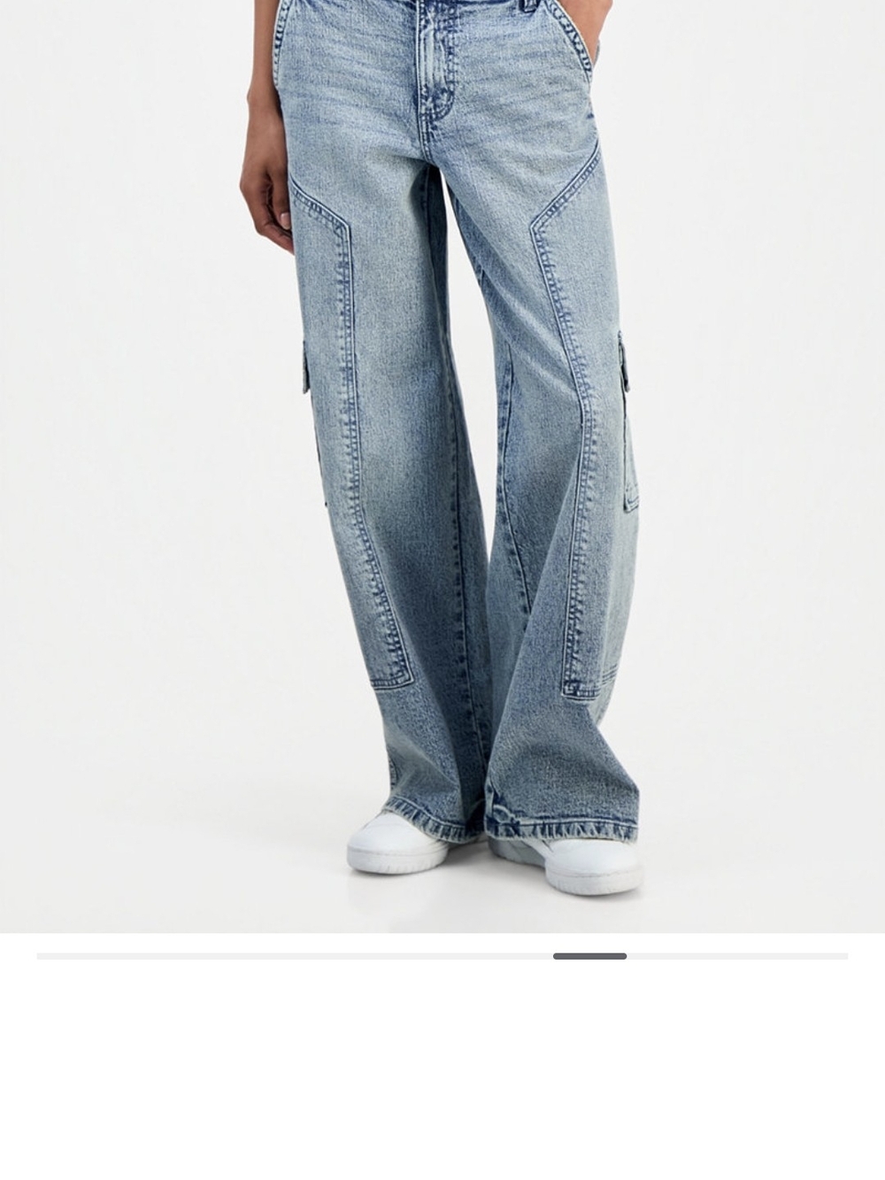 NWT Wide Leg Cargo Denim Jeans - Light Blue - Picture 8 of 11